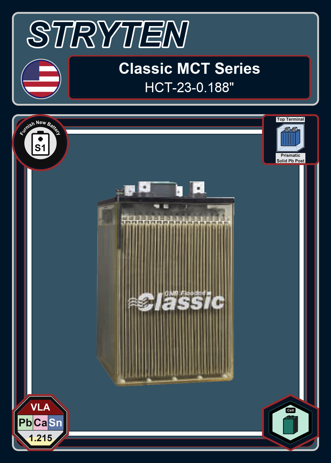 Furnish New Battery Exide GNB Classic Series HCT 23 0 188