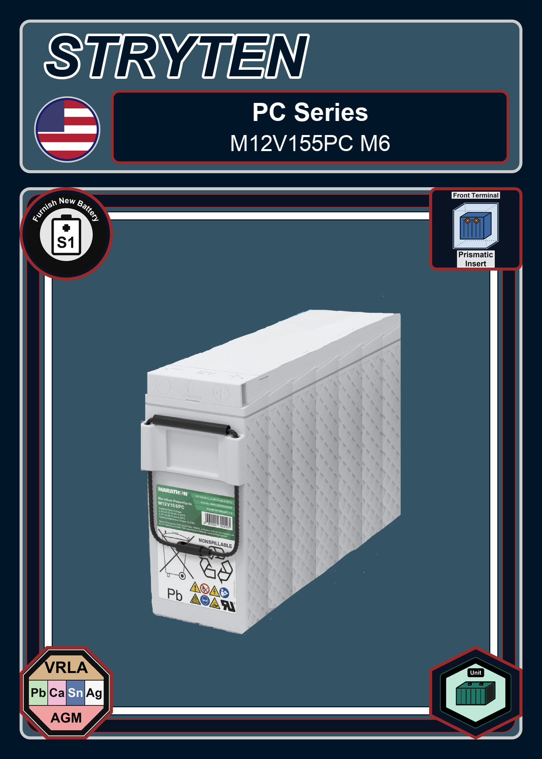 Furnish New Battery Exide GNB PC Series M12V155PC M6