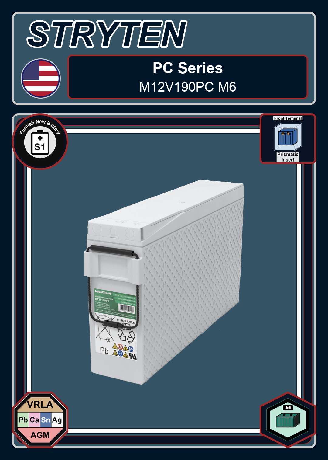 Furnish New Battery Exide GNB PC Series M12V190PC M6