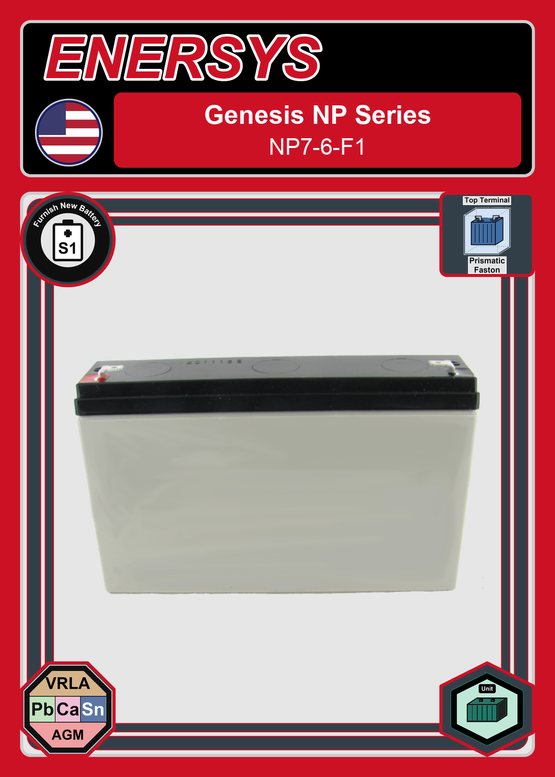 Furnish New Battery Enersys Genesis NP Series NP7 6 F1