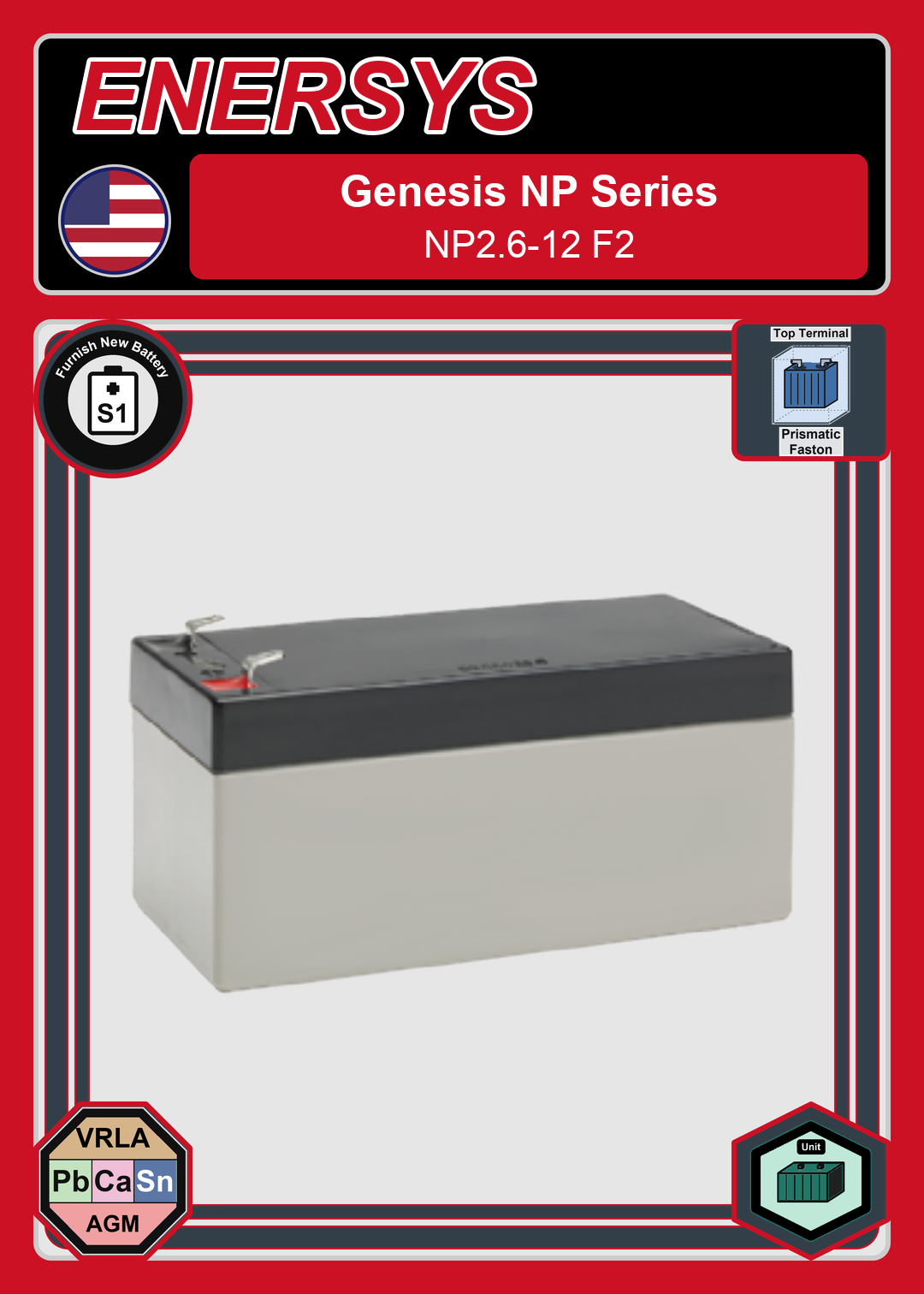 Furnish New Battery Enersys Genesis NP Series NP2 6 12 F2