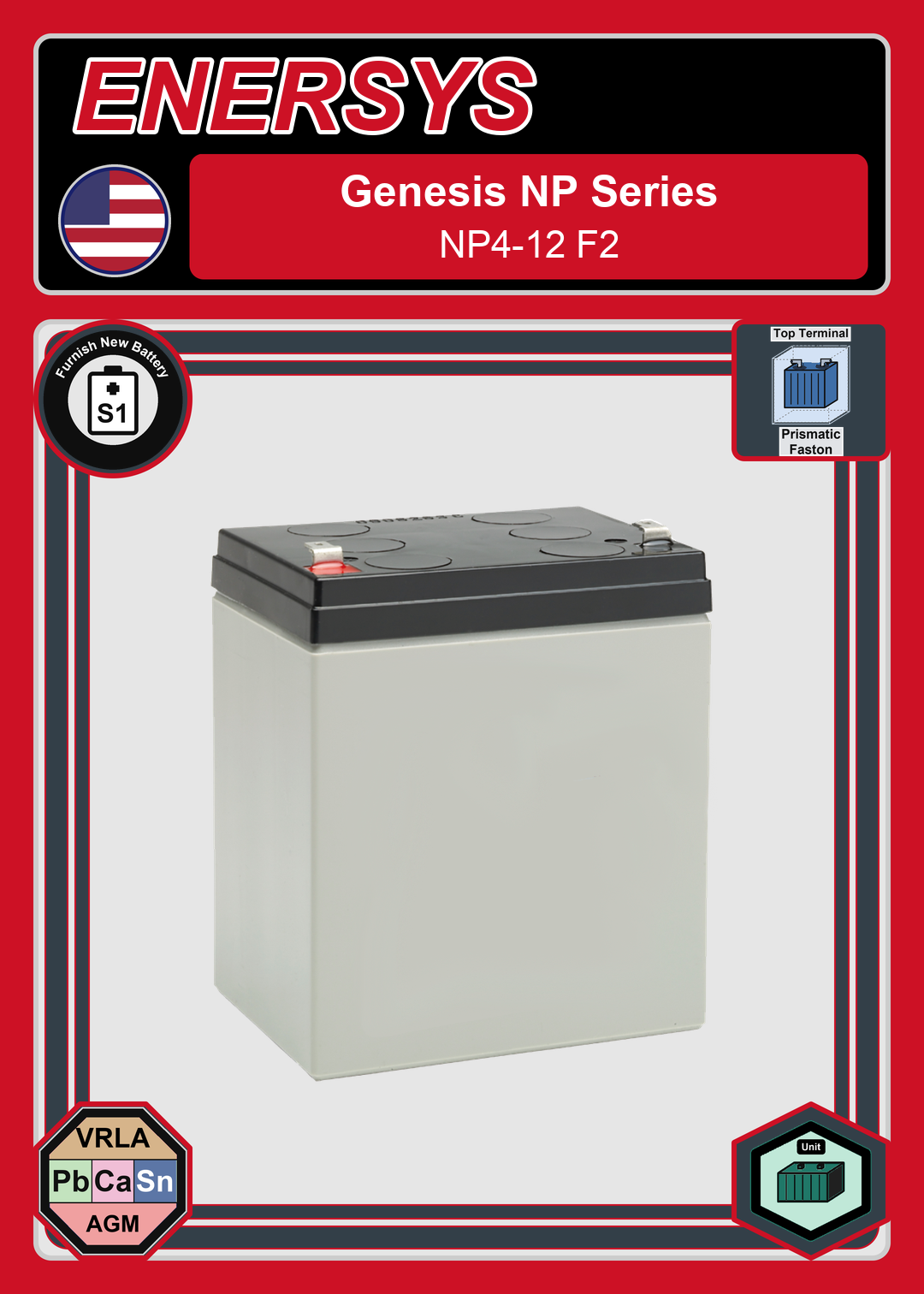 Furnish New Battery Enersys Genesis NP Series NP4 12 F2