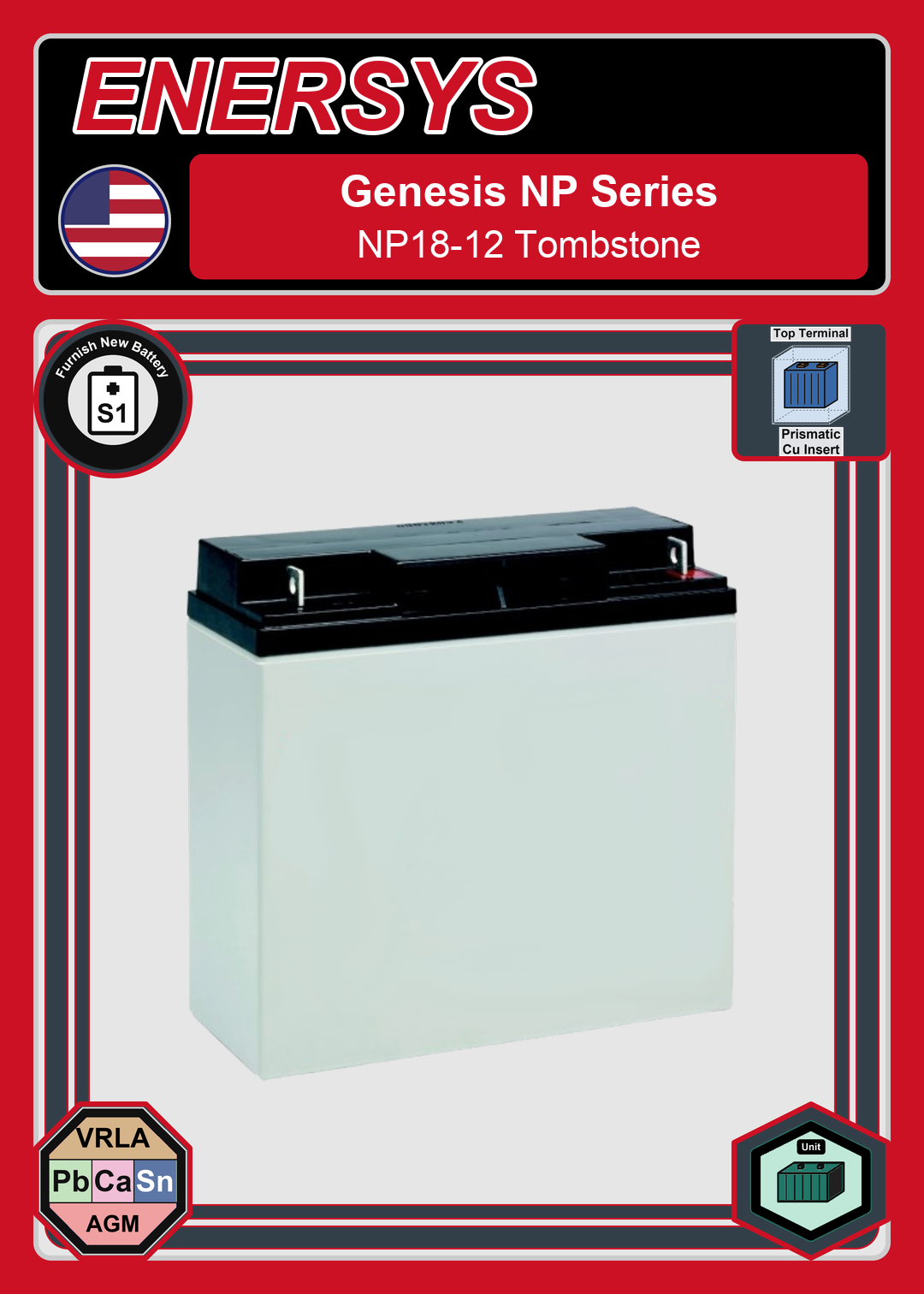 Furnish New Battery Enersys Genesis NP Series NP18 12 Tombstone
