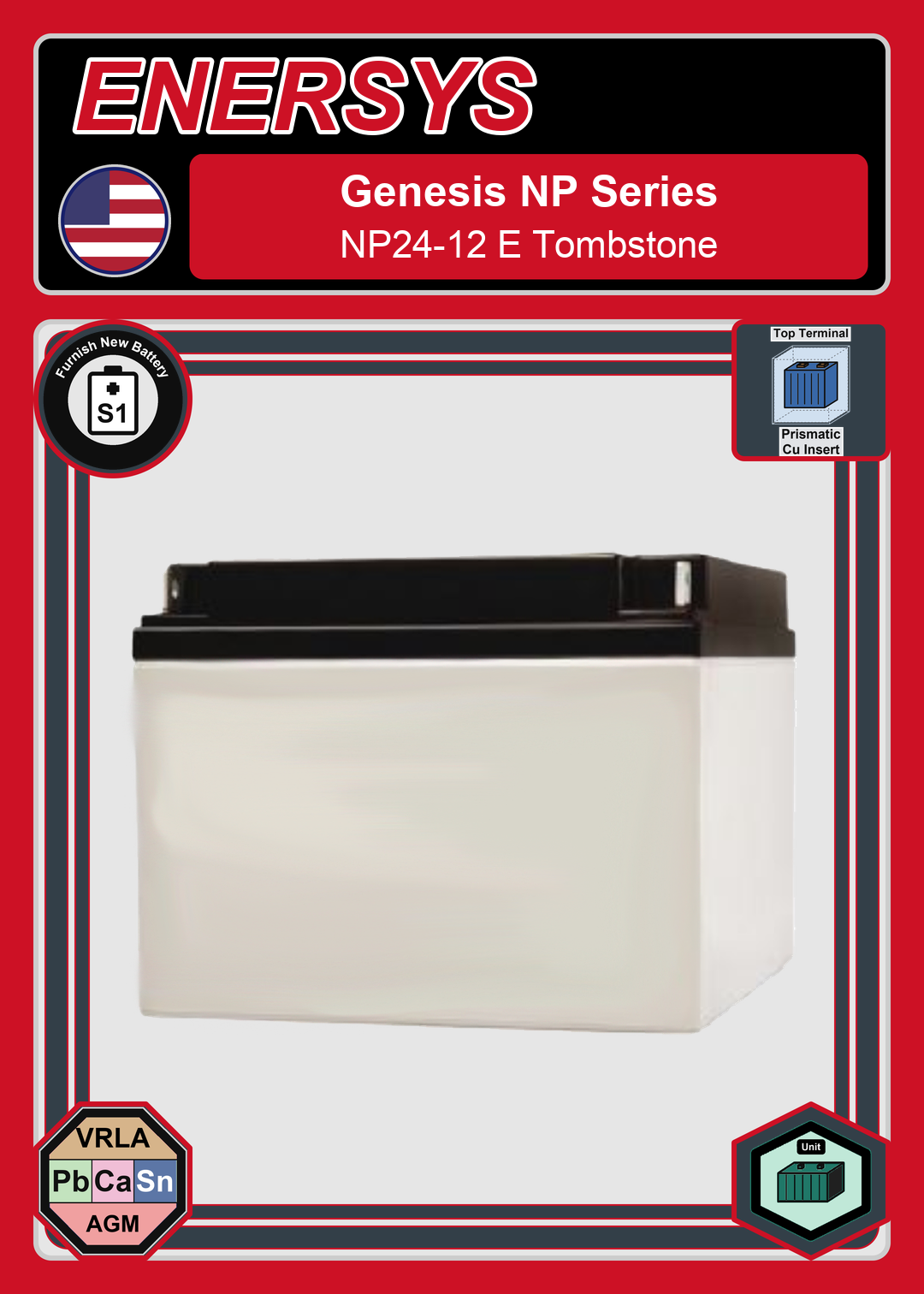 Furnish New Battery Enersys Genesis NP Series NP24 12 E Tombstone