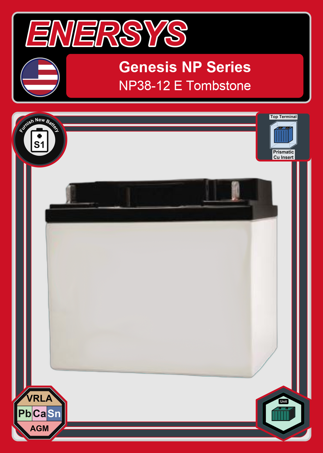 Furnish New Battery Enersys Genesis NP Series NP38 12 E Tombstone