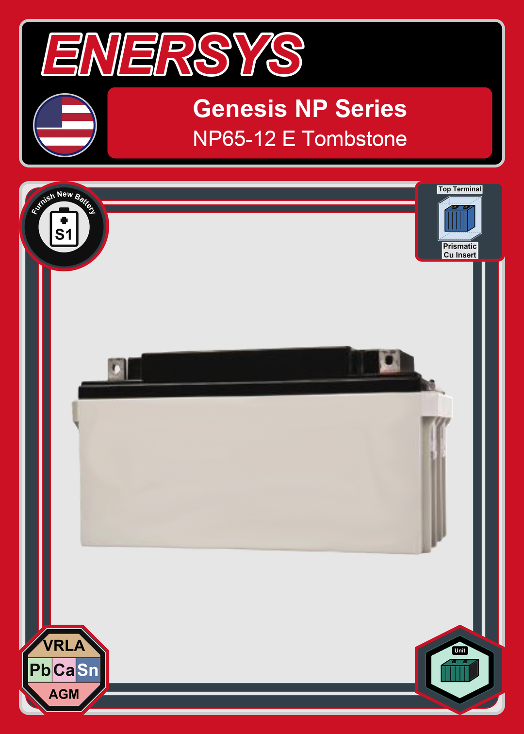 Furnish New Battery Enersys Genesis NP Series NP65 12 E Tombstone