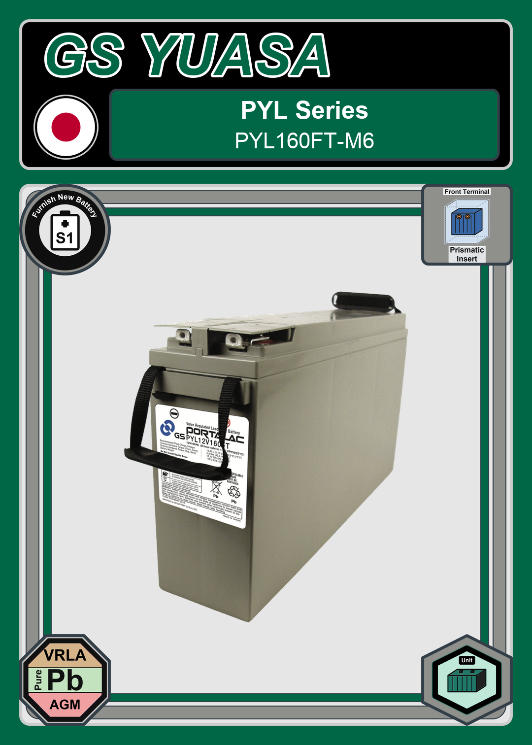 Furnish New Battery GS Yuasa PYL Series PYL160FT M6