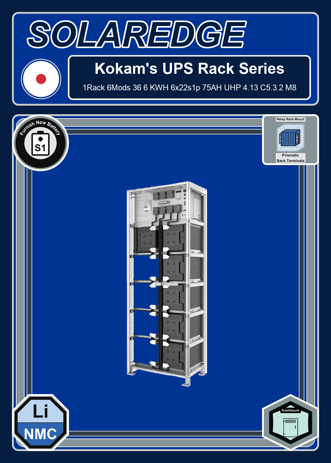 Furnish New Battery Kokam 1Rack 6Mods 36 6 KWH 6x22s1p 75AH UHP 4 13 C5 3 2 M8