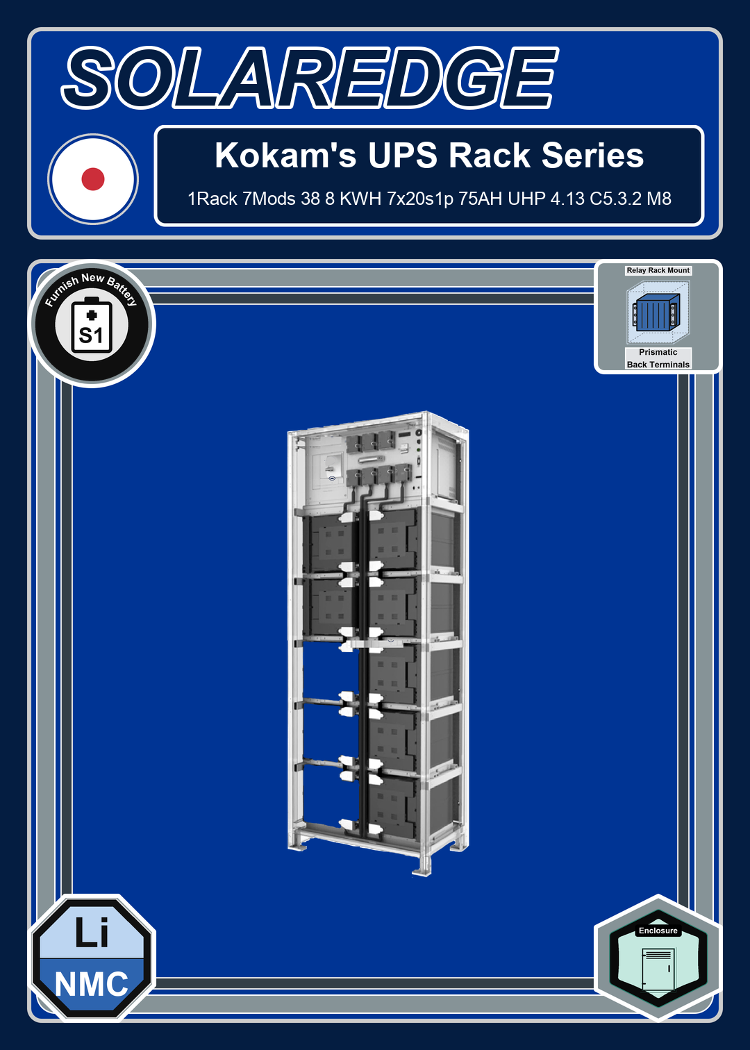 Furnish New Battery Kokam 1Rack 7Mods 38 8 KWH 7x20s1p 75AH UHP 4 13 C5 3 2 M8
