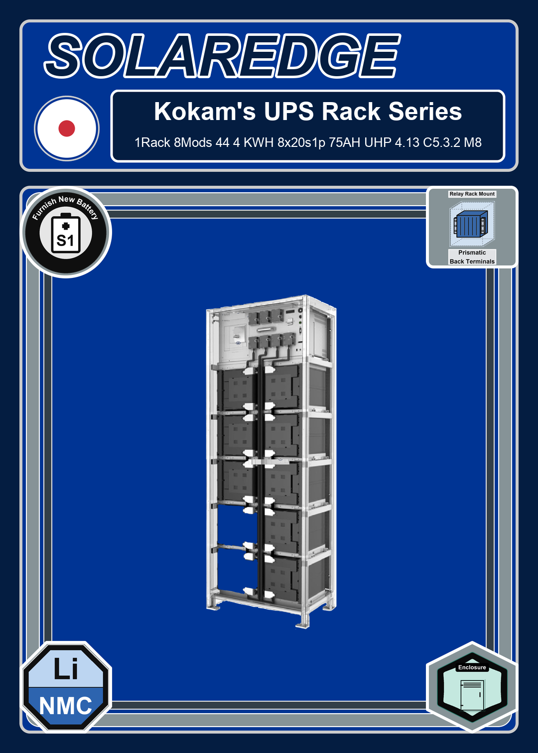 Furnish New Battery Kokam 1Rack 8Mods 44 4 KWH 8x20s1p 75AH UHP 4 13 C5 3 2 M8