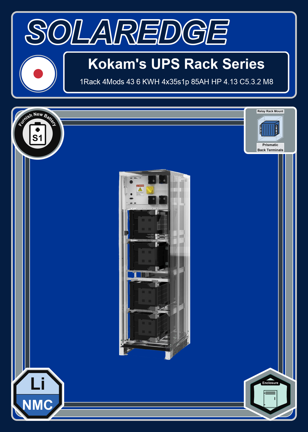 Furnish New Battery Kokam 1Rack 4Mods 43 6 KWH 4x35s1p 85AH HP 4 13 C5 3 2 M8