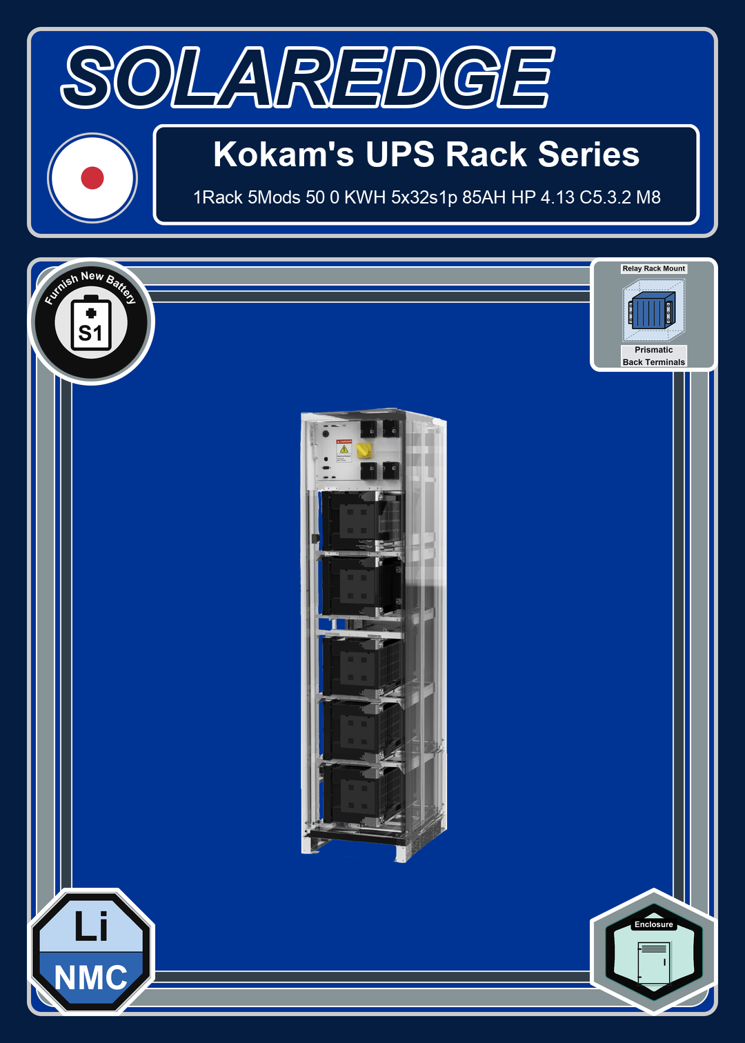Furnish New Battery Kokam 1Rack 5Mods 50 0 KWH 5x32s1p 85AH HP 4 13 C5 3 2 M8