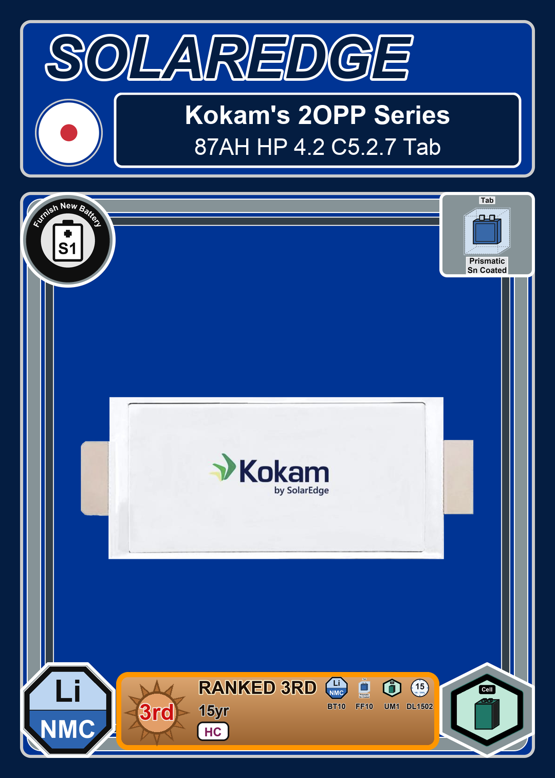 Furnish New Battery Kokam NMC 2OPP Series 87AH HP 4 2 C5 2 7 Tab