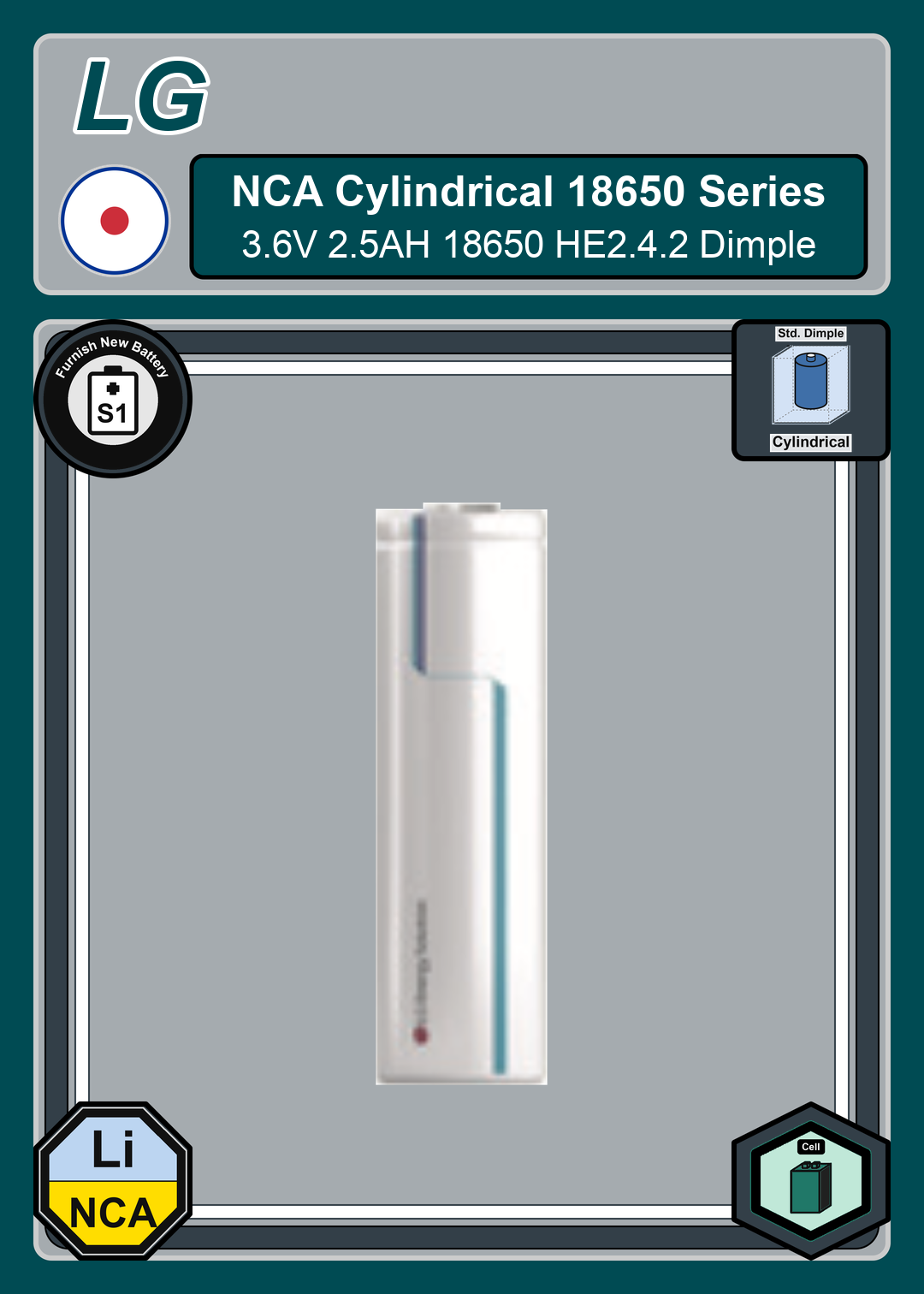 Furnish New Battery LG NCA Cylindrical 18650 High Power Series 3 6V 2 5AH 18650 HE2 4 2 Dimple