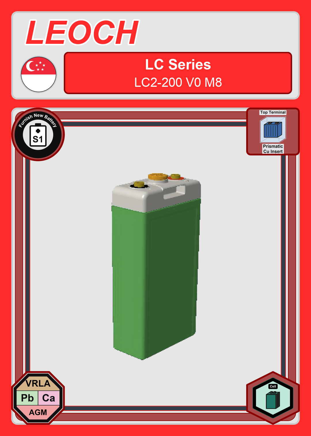 Furnish New Battery Leoch Battery LC Series LC2 200 V0 M8
