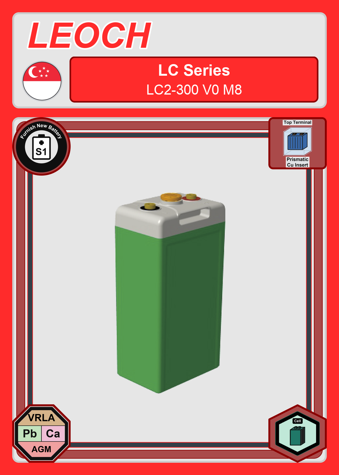 Furnish New Battery Leoch Battery LC Series LC2 300 V0 M8
