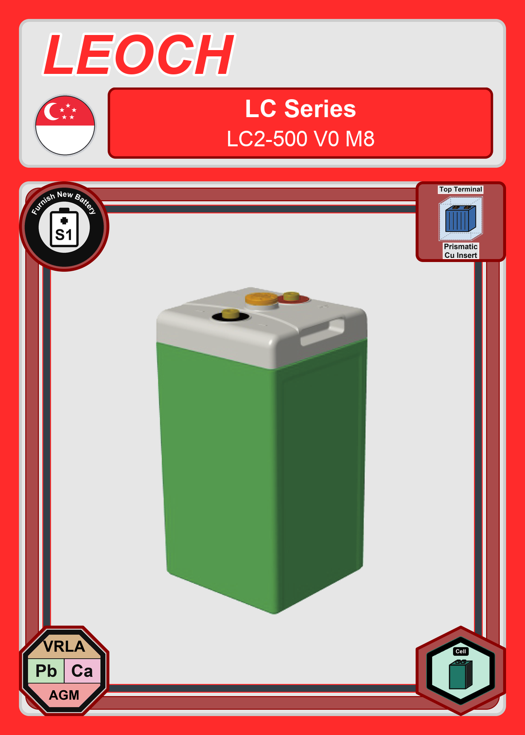 Furnish New Battery Leoch Battery LC Series LC2 500 V0 M8