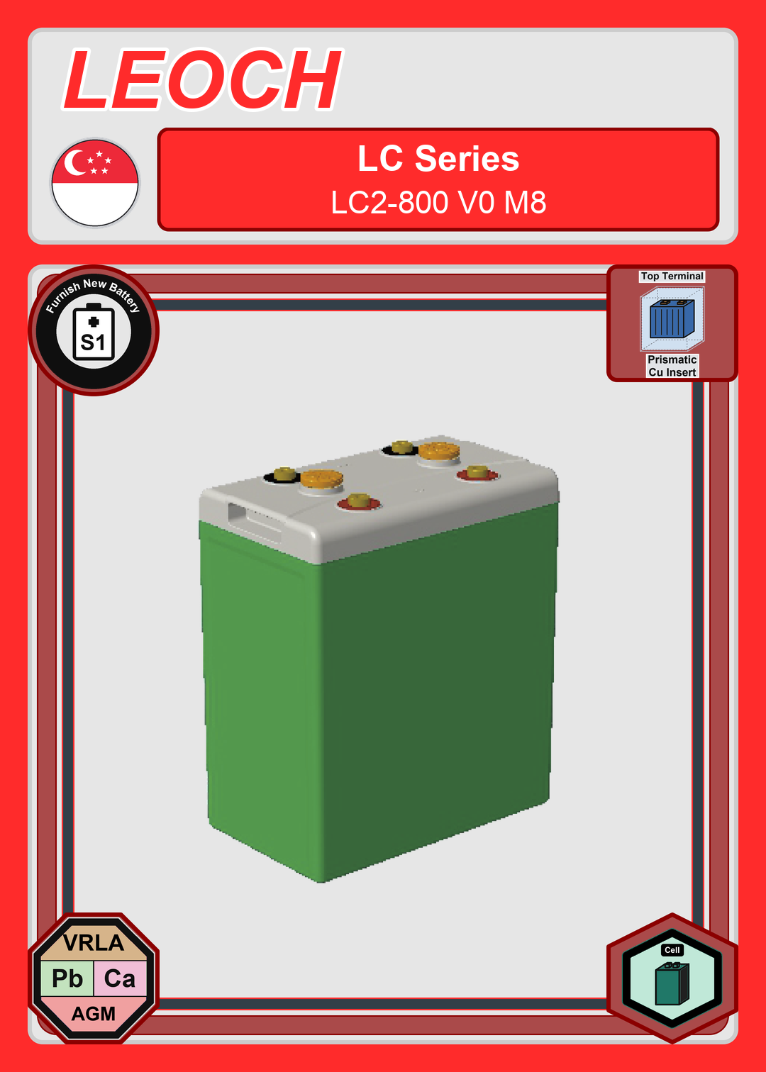 Furnish New Battery Leoch Battery LC Series LC2 800 V0 M8
