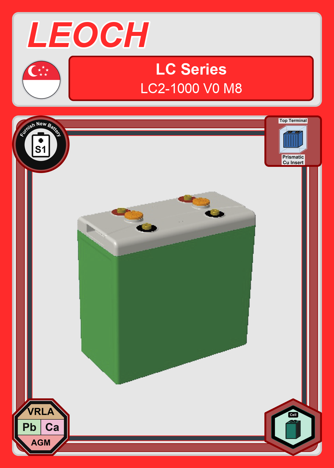 Furnish New Battery Leoch Battery LC Series LC2 1000 V0 M8