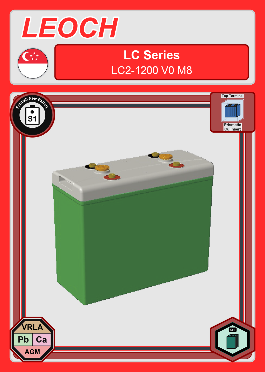 Furnish New Battery Leoch Battery LC Series LC2 1200 V0 M8