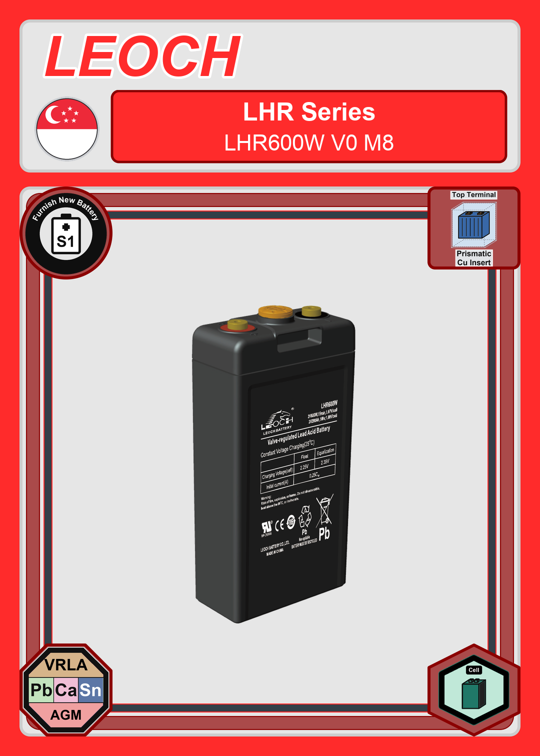 Furnish New Battery Leoch Battery LHR Series LHR600W V0 M8