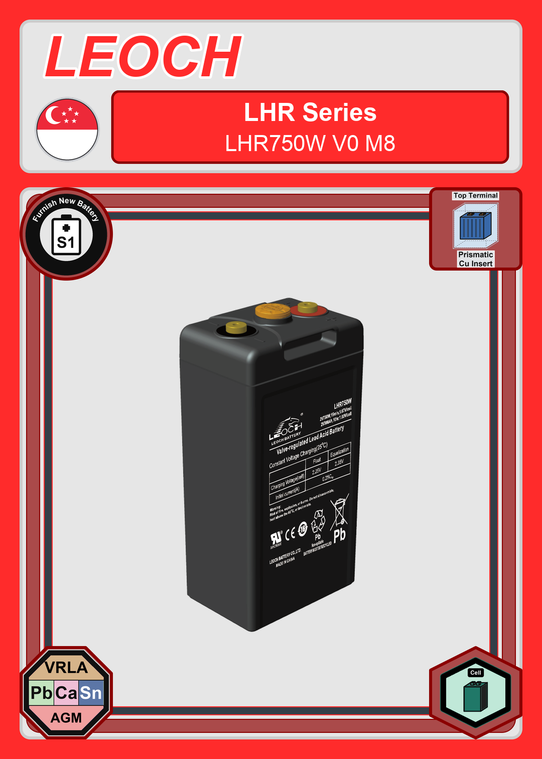Furnish New Battery Leoch Battery LHR Series LHR750W V0 M8