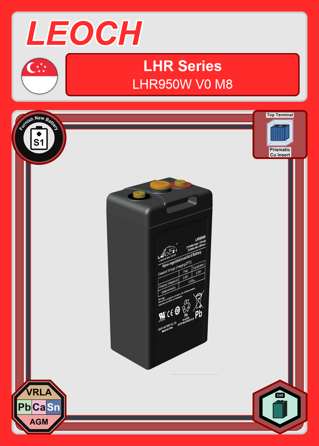 Furnish New Battery Leoch Battery LHR Series LHR950W V0 M8