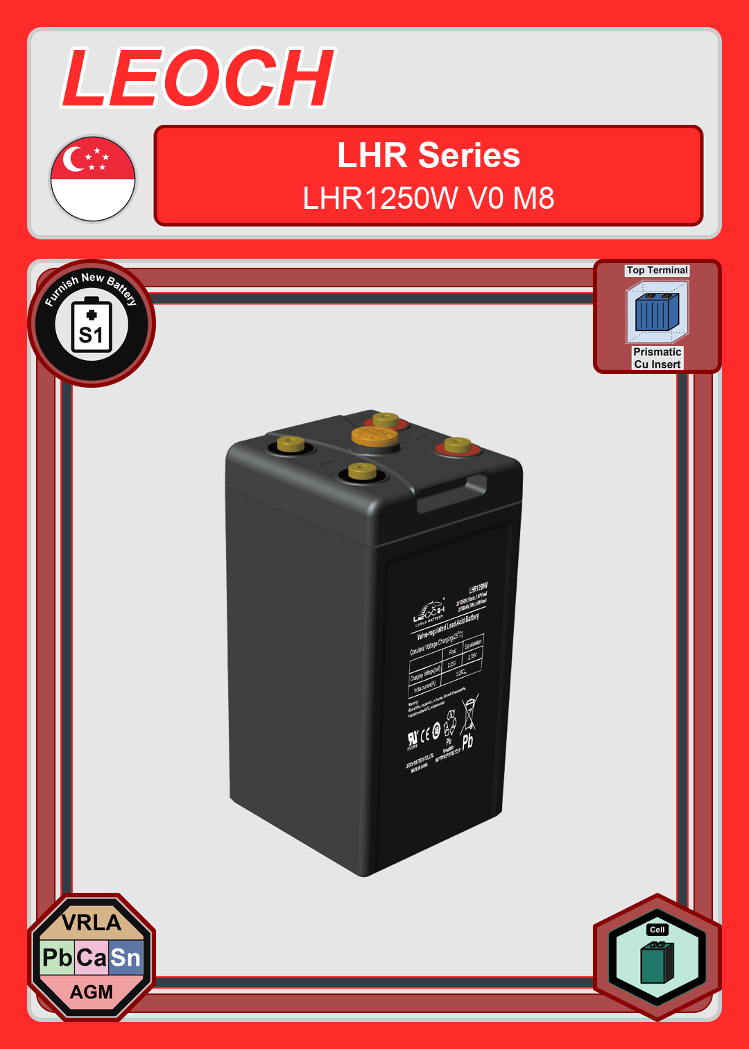 Furnish New Battery Leoch Battery LHR Series LHR1250W V0 M8