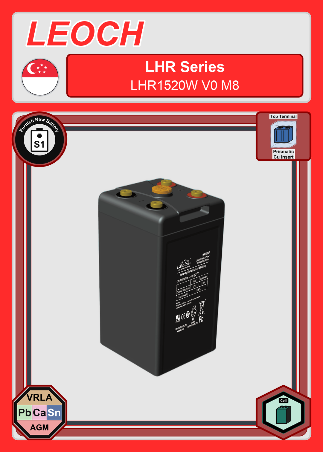Furnish New Battery Leoch Battery LHR Series LHR1520W V0 M8