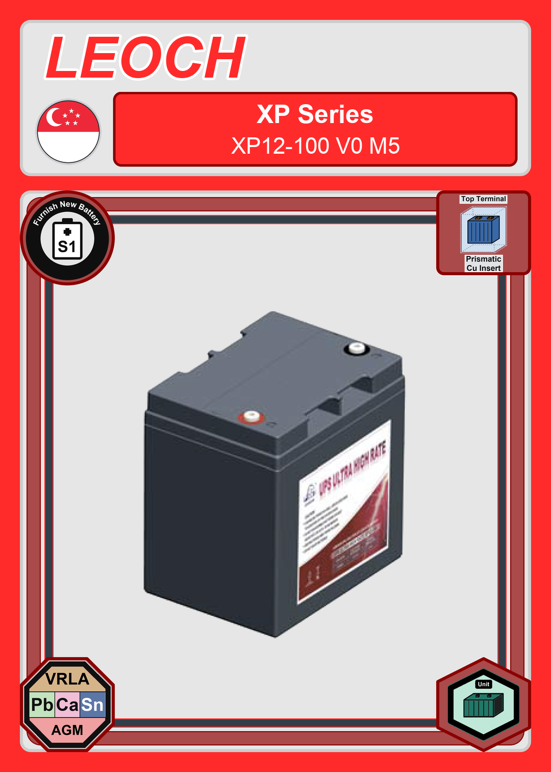 Furnish New Battery Leoch Battery XP Series XP12 100 V0 M5