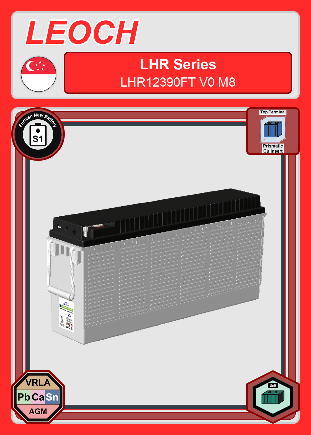 Furnish New Battery Leoch Battery LHR Series LHR12390FT V0 M8
