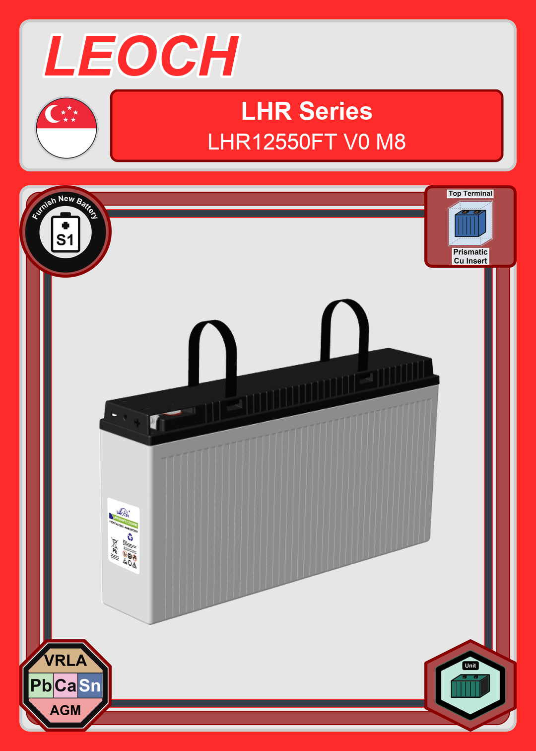 Furnish New Battery Leoch Battery LHR Series LHR12550FT V0 M8