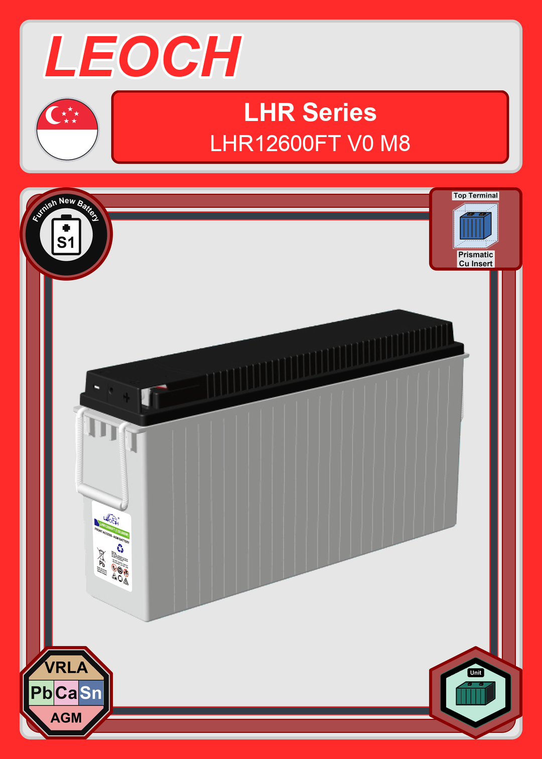 Furnish New Battery Leoch Battery LHR Series LHR12600FT V0 M8