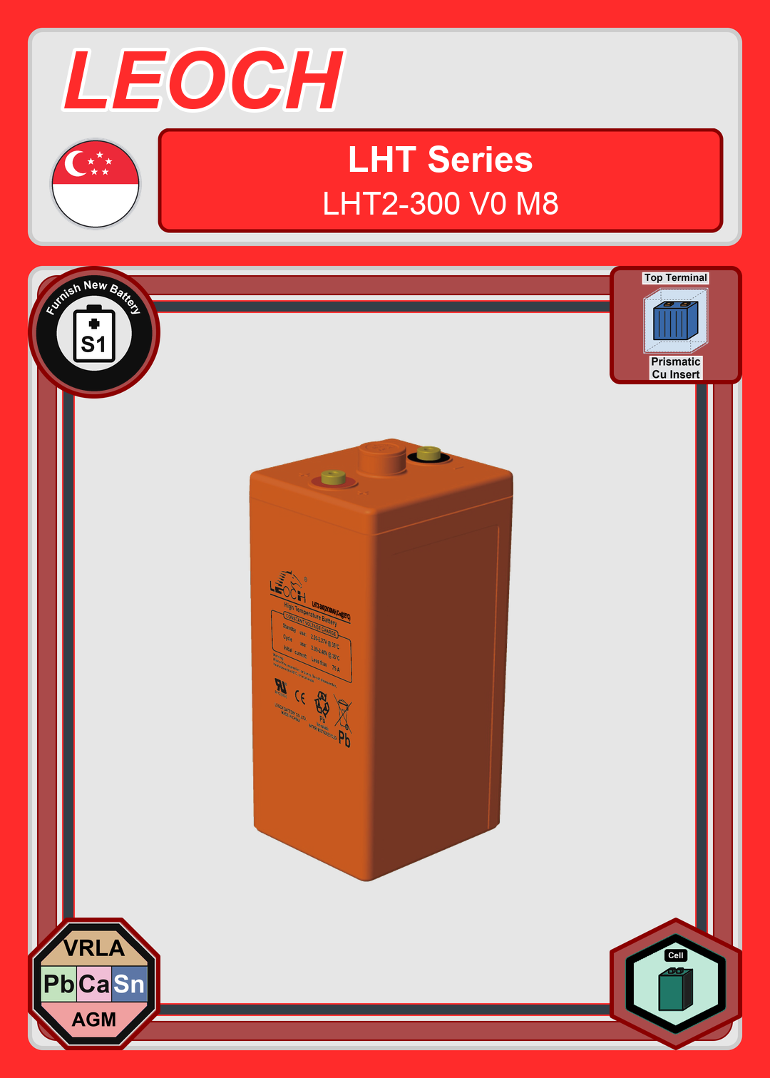 Furnish New Battery Leoch Battery LHT Series LHT2 300 V0 M8
