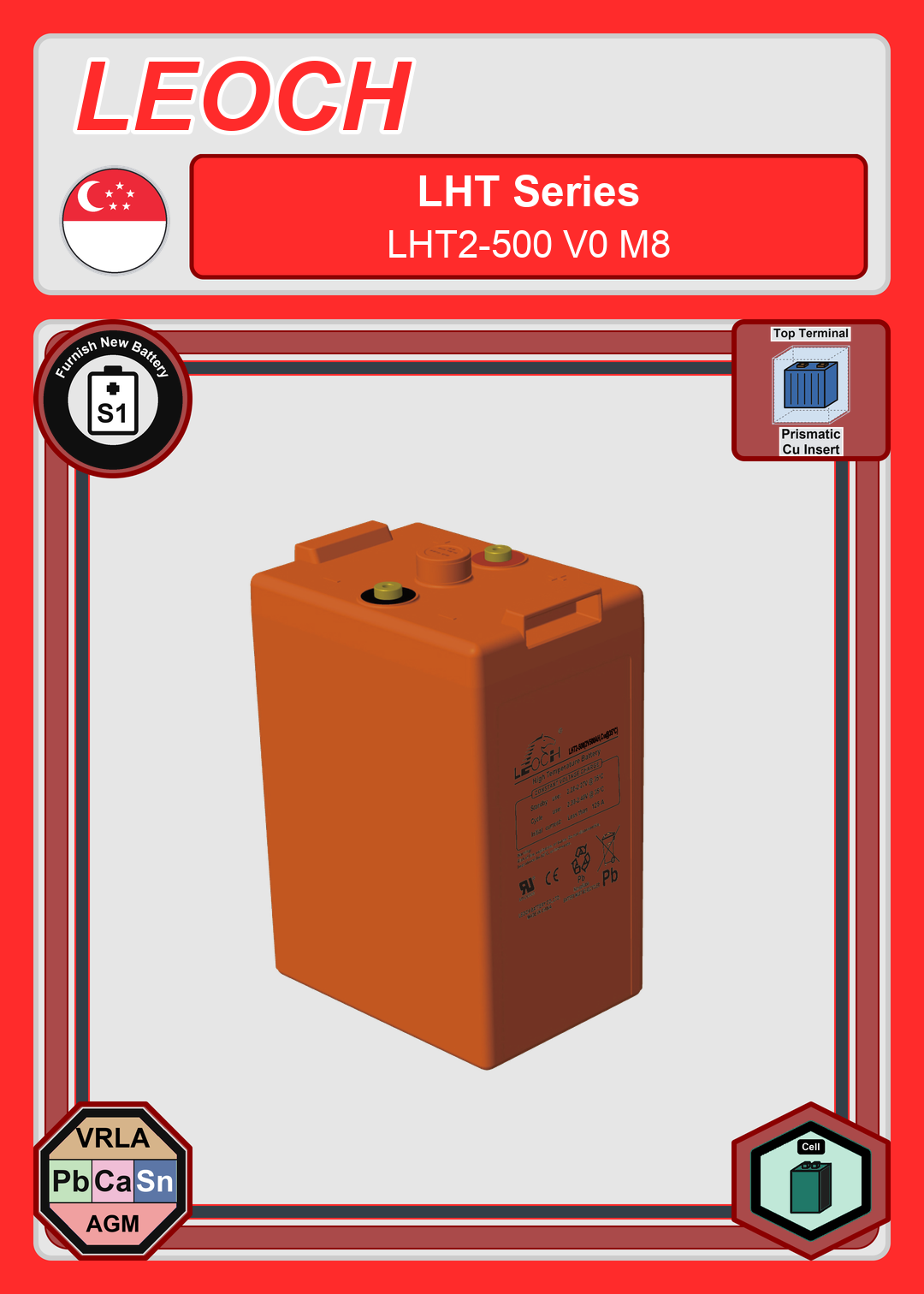 Furnish New Battery Leoch Battery LHT Series LHT2 500 V0 M8