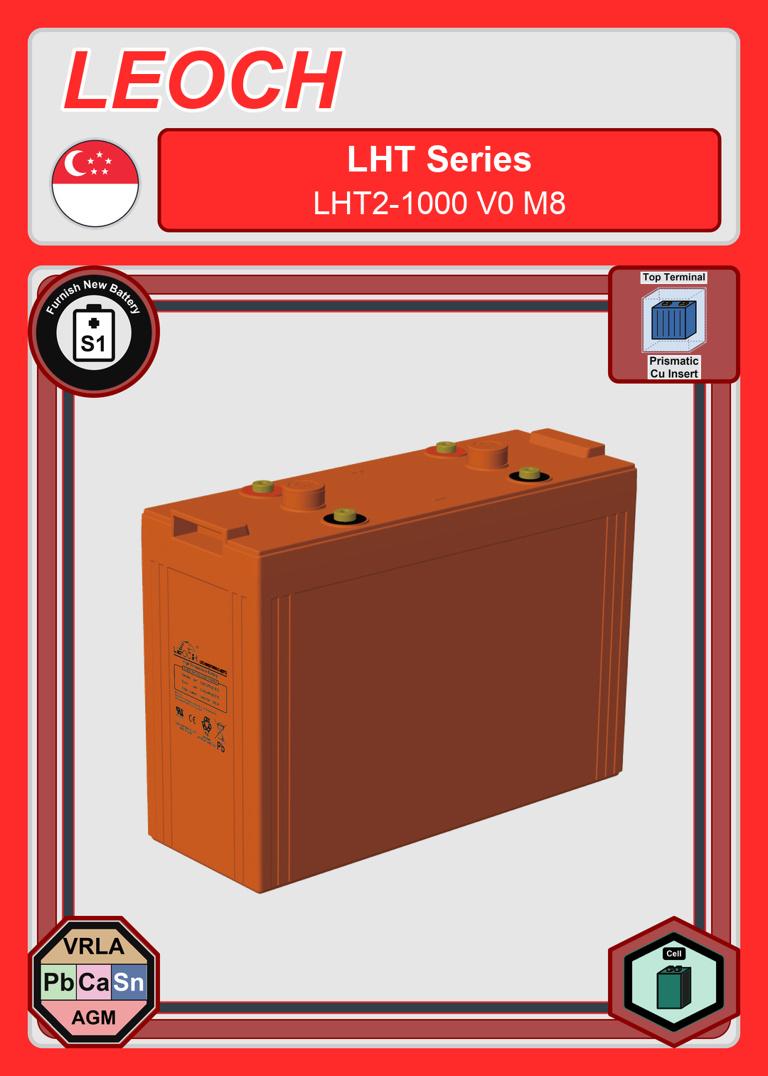 Furnish New Battery Leoch Battery LHT Series LHT2 1000 V0 M8