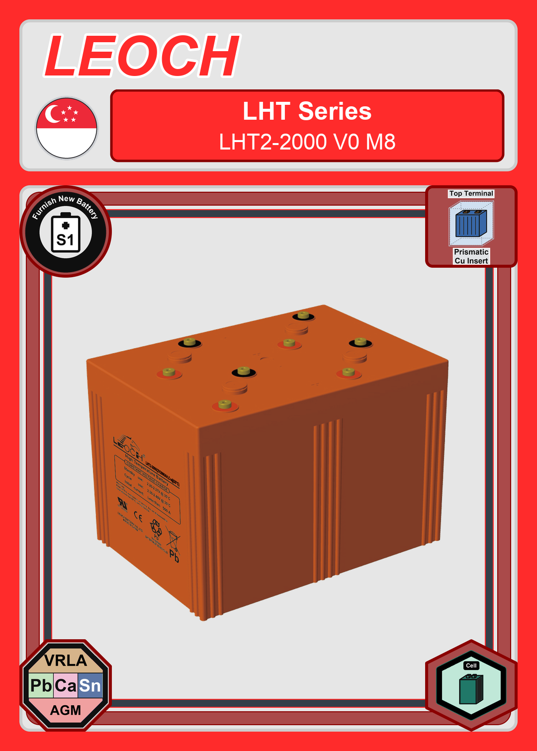 Furnish New Battery Leoch Battery LHT Series LHT2 2000 V0 M8