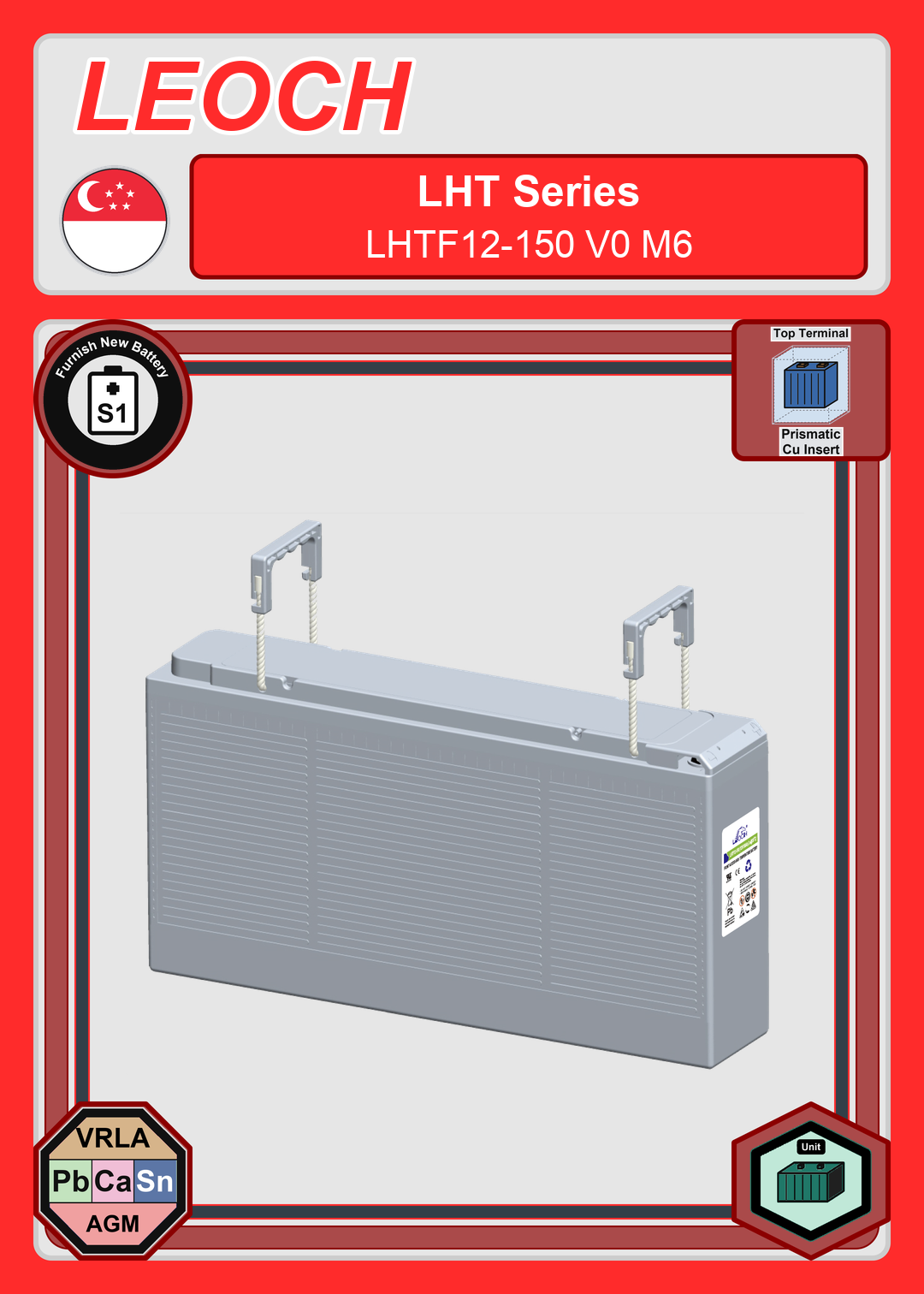 Furnish New Battery Leoch Battery LHT Series LHTF12 150 V0 M6