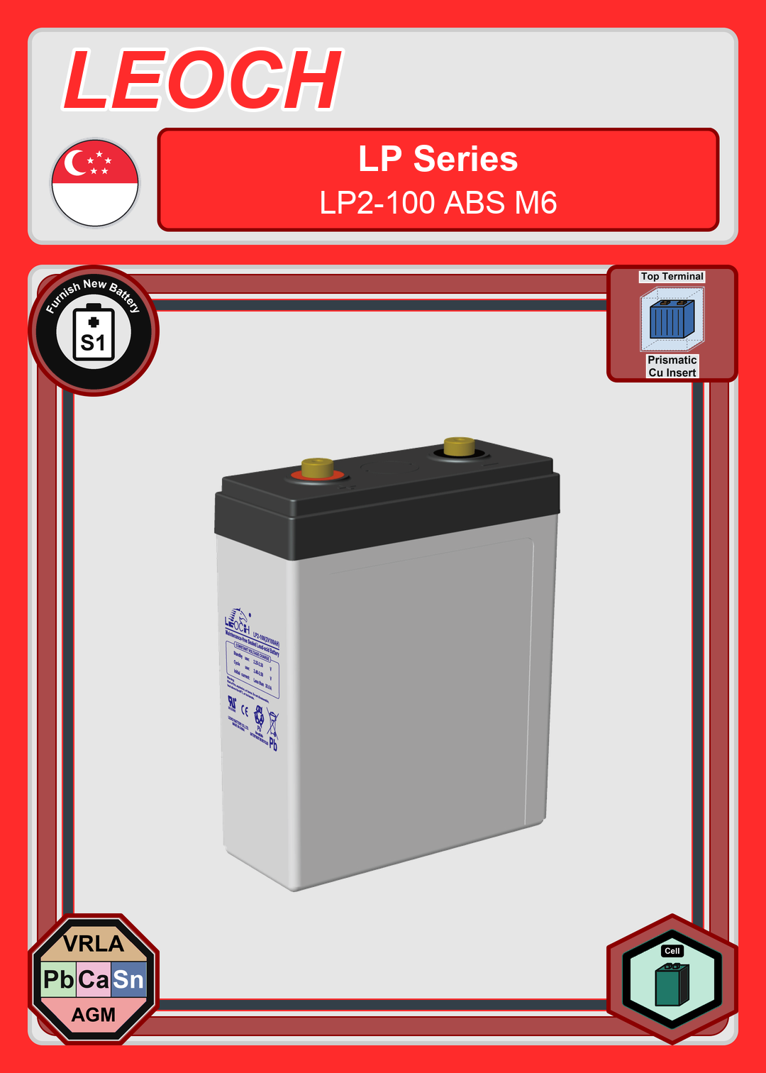 Furnish New Battery Leoch Battery LP Series LP2 100 ABS M6