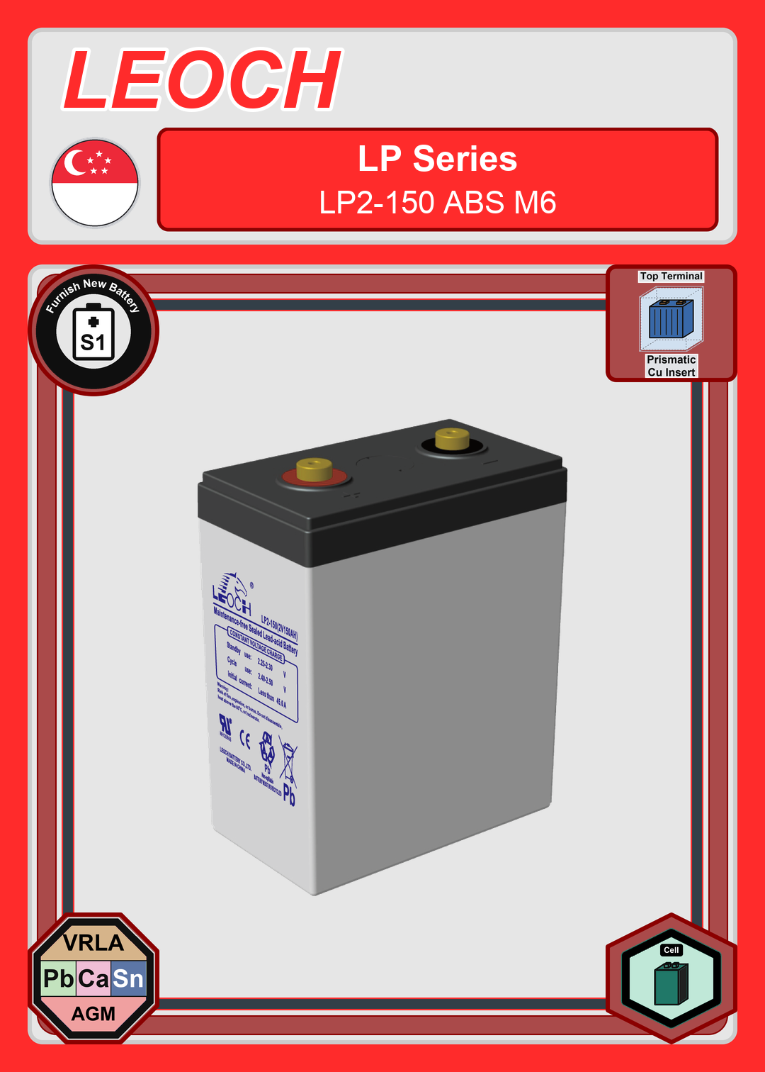 Furnish New Battery Leoch Battery LP Series LP2 150 ABS M6