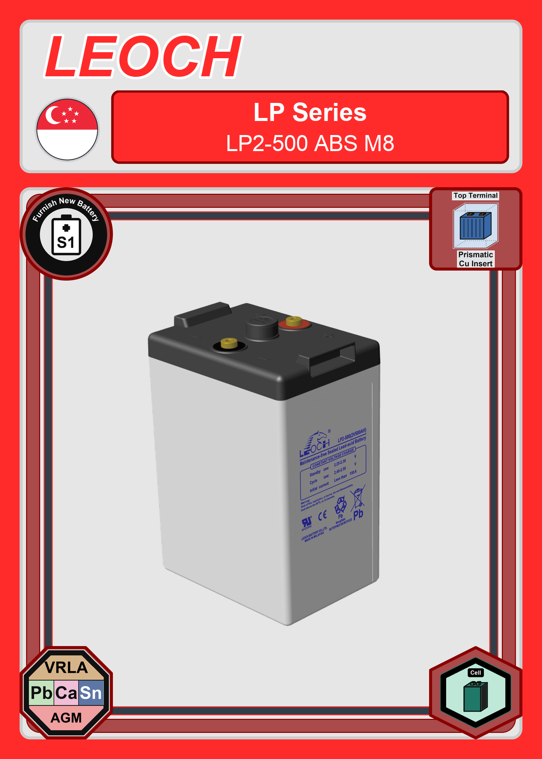 Furnish New Battery Leoch Battery LP Series LP2 500 ABS M8