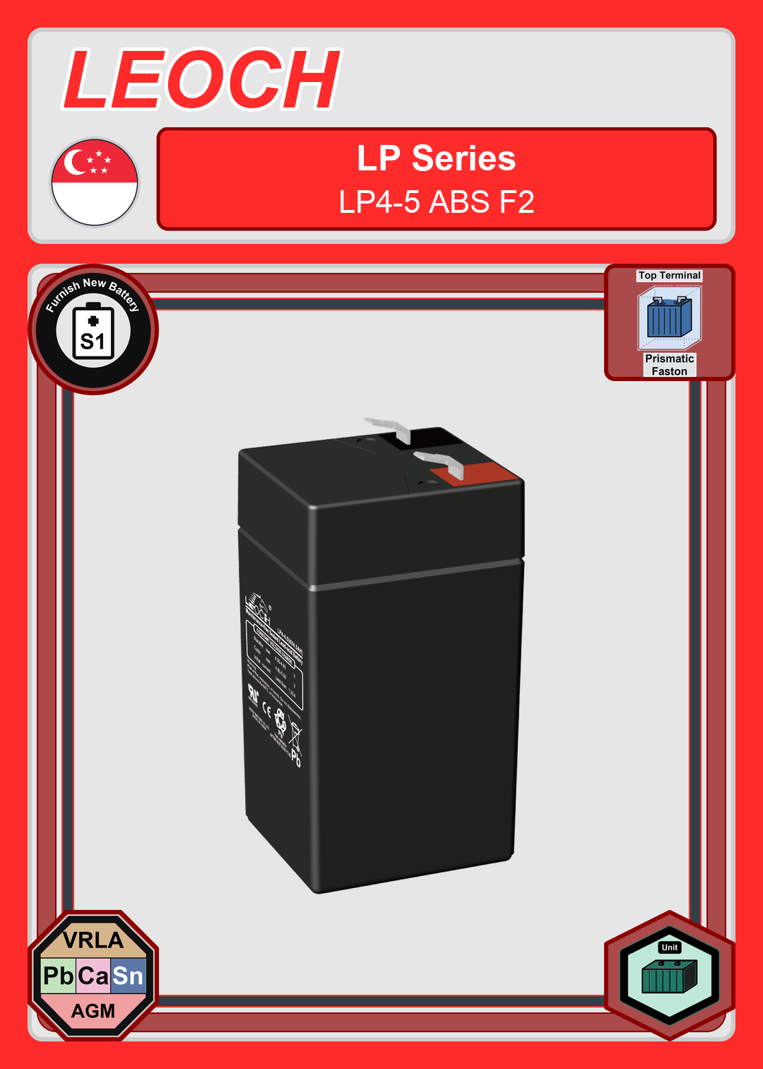Furnish New Battery Leoch Battery LP Series LP4 5 ABS F2
