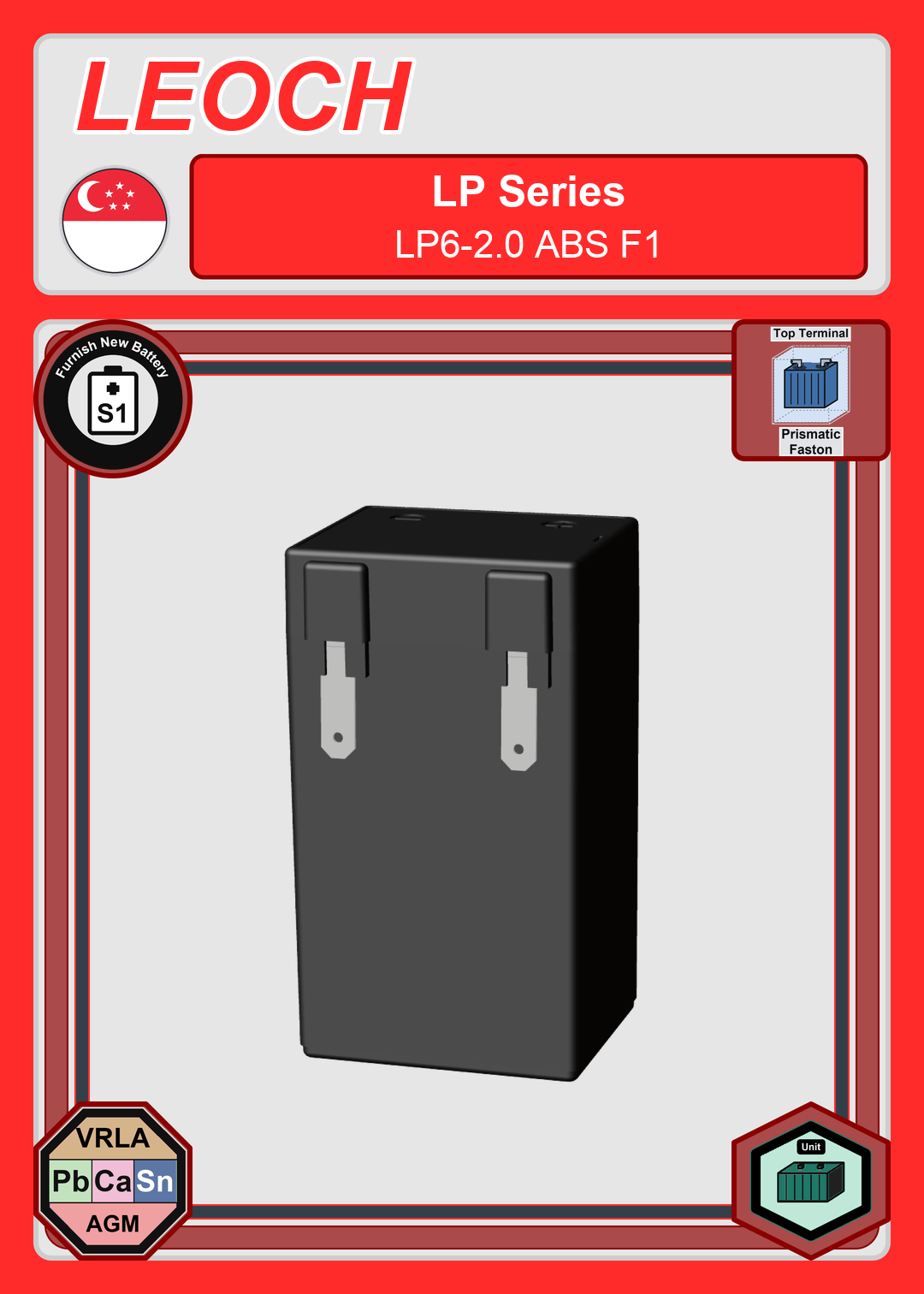 Furnish New Battery Leoch Battery LP Series LP6 2 0 ABS F1