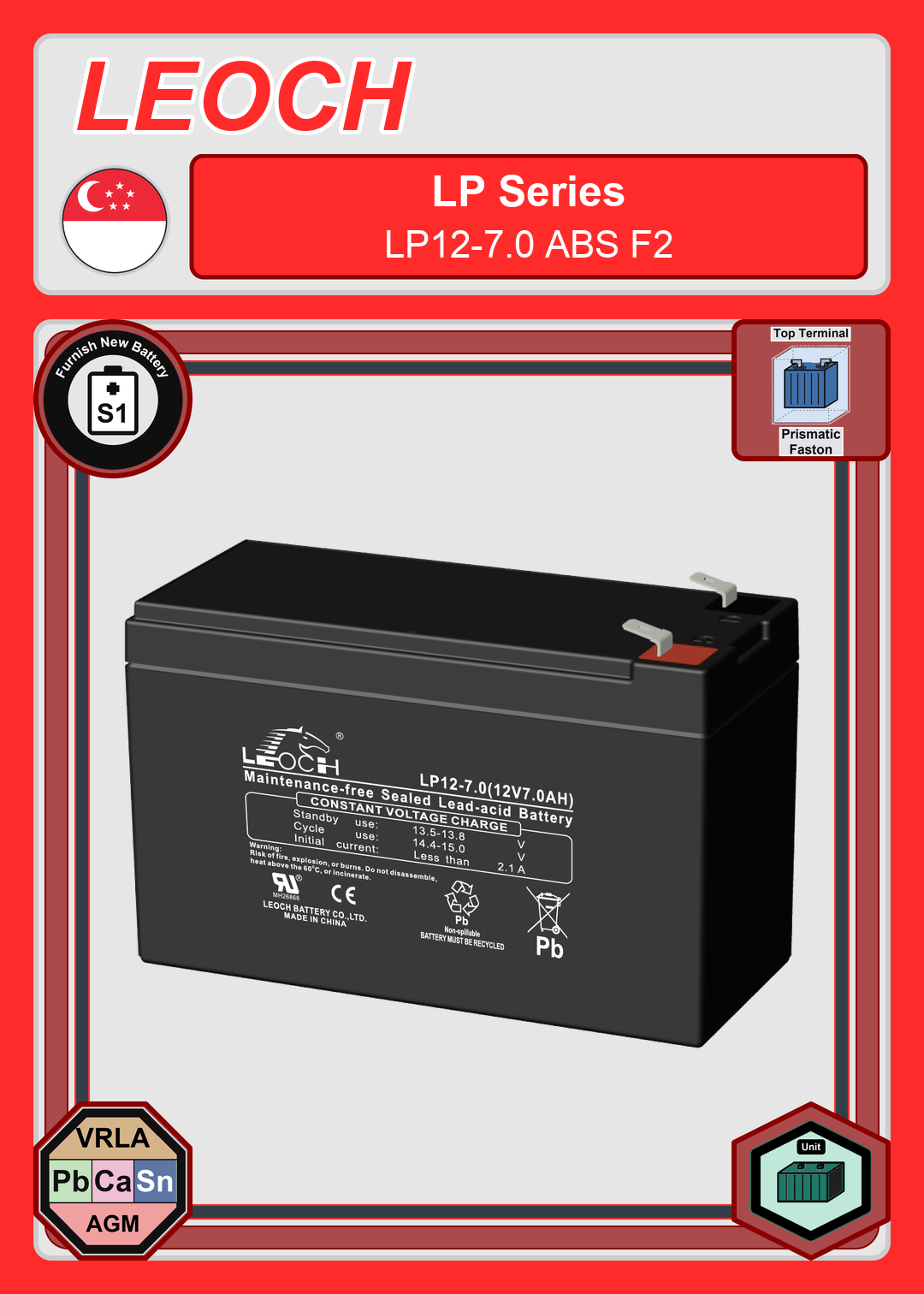 Furnish New Battery Leoch Battery LP Series LP12 7 0 ABS F2