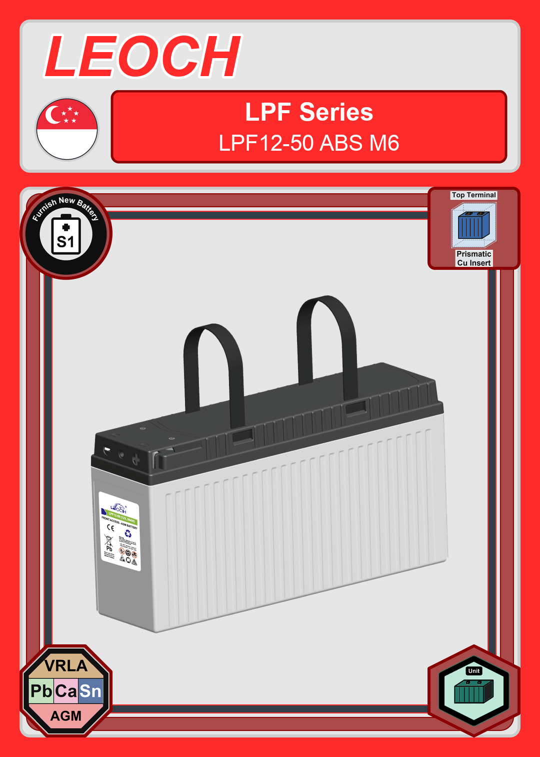 Furnish New Battery Leoch Battery LPF Series LPF12 50 ABS M6