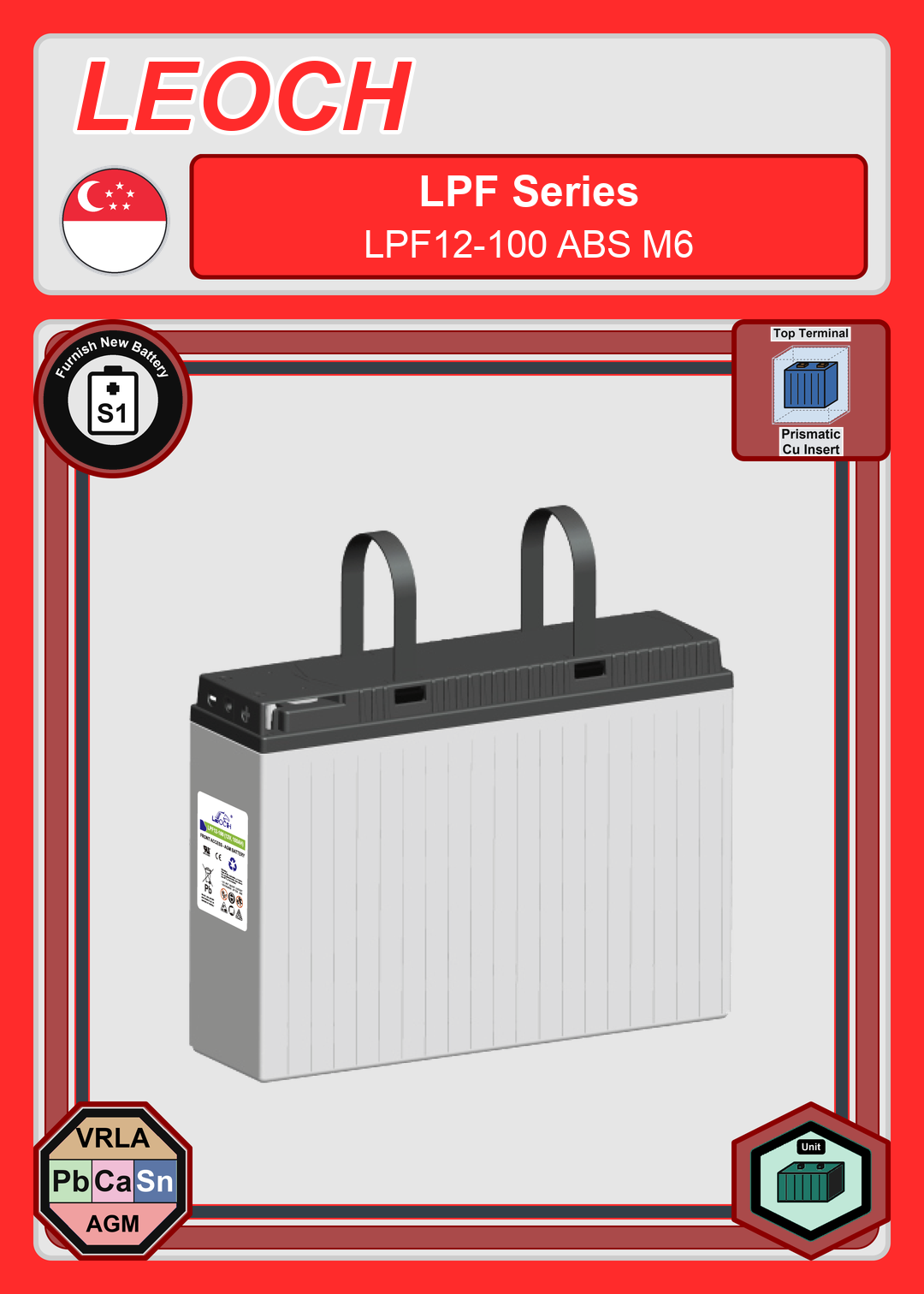 Furnish New Battery Leoch Battery LPF Series LPF12 100 ABS M6