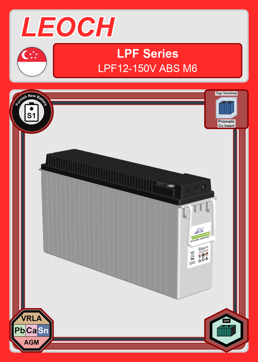 Furnish New Battery Leoch Battery LPF Series LPF12 150V ABS M6