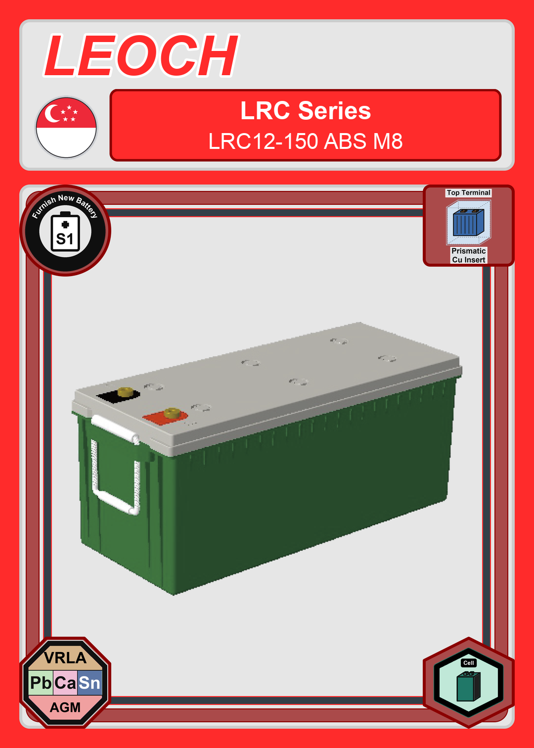 Furnish New Battery Leoch Battery LRC Series LRC12 150 ABS M8