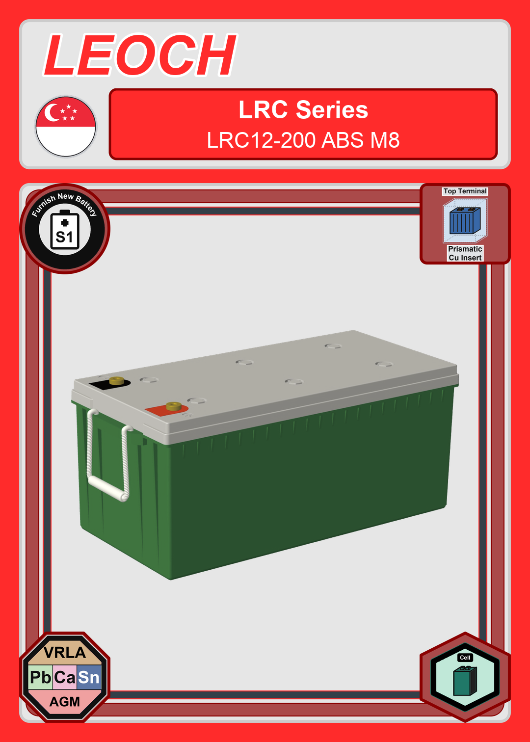 Furnish New Battery Leoch Battery LRC Series LRC12 200 ABS M8
