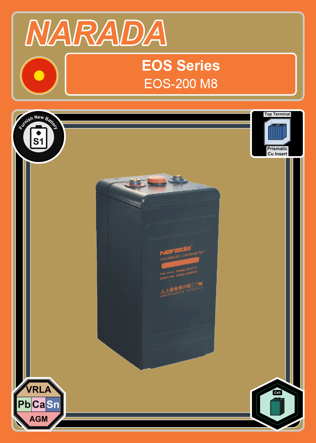 Furnish New Battery Narada EOS Series EOS 200 M8